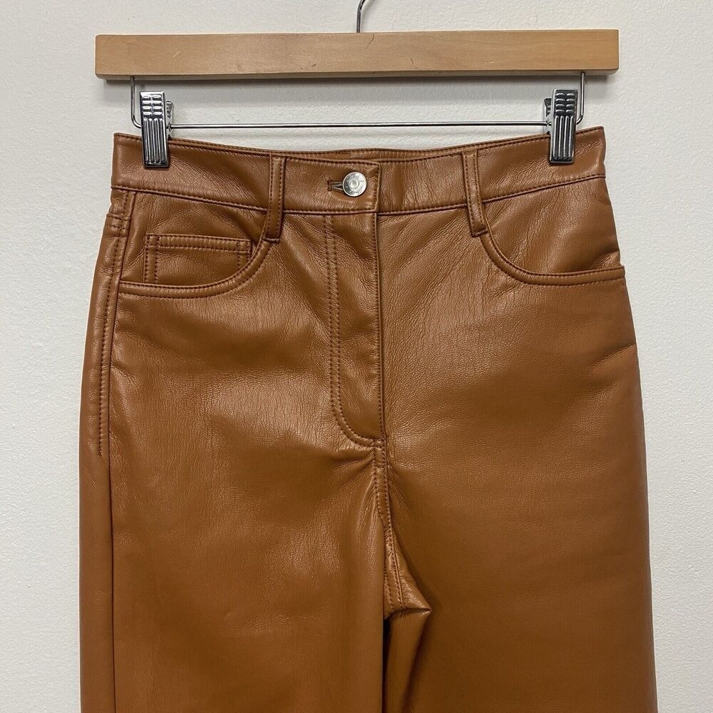 Aritzia Wilfred Women 2 Melina High Waisted Vegan Leather Pant Academia Spring - Picture 14 of 15